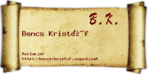 Bencs Kristóf névjegykártya