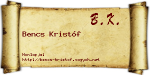 Bencs Kristóf névjegykártya